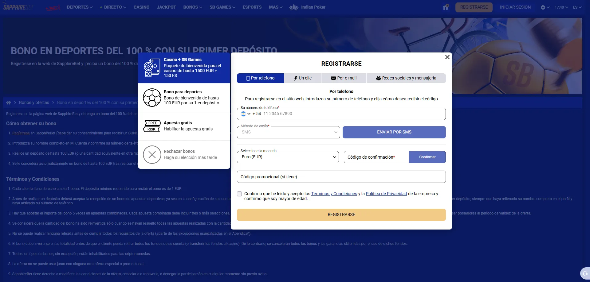 Registro SapphireBet Per&uacute; &ndash; crea tu cuenta en 3 minutos