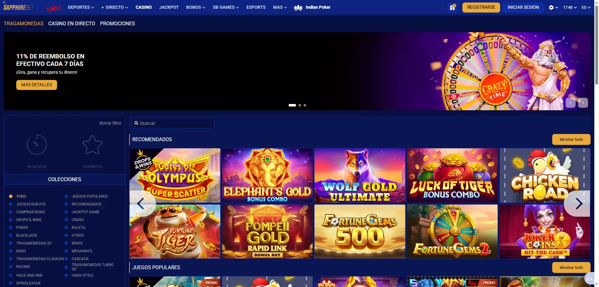 Biblioteca de juegos SapphireBet casino &ndash; m&aacute;s de 7.000 t&iacute;tulos disponibles