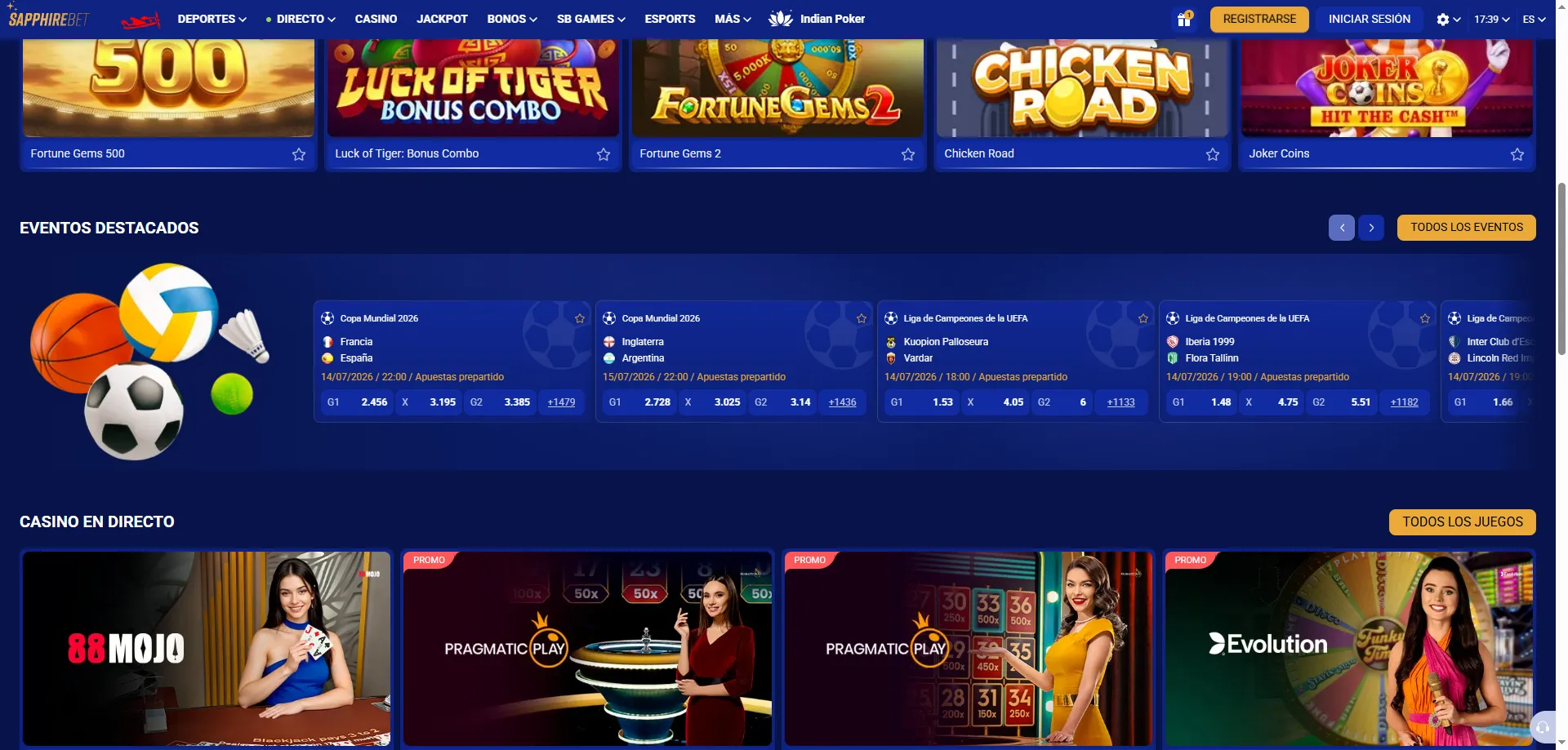Apuestas deportivas SapphireBet Per&uacute; &ndash; f&uacute;tbol, eSports y m&aacute;s de 45 deportes