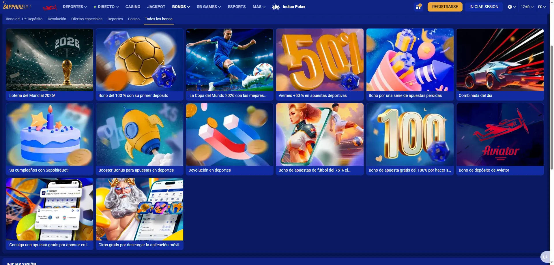 Bono de bienvenida SapphireBet Per&uacute; &ndash; hasta S/ 980.000 m&aacute;s giros gratis